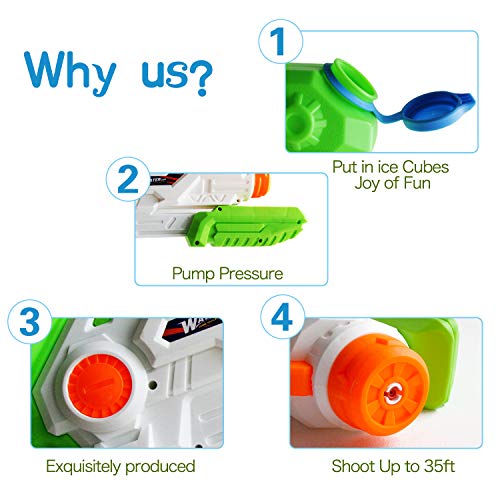 ToyerBee Water Gun for Kids, 2 Pack Squirt Guns 1200CC High Capacity &30-35 Feet Shooting Range, Water Toys for Kid&Adult