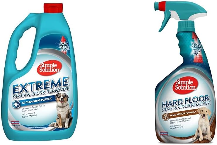 Simple Solution Extreme Pet Stain and Odor Remover | Enzymatic Cleaner & Hard Floor Pet Stain and Odor Remover | Dual Action Cleaner