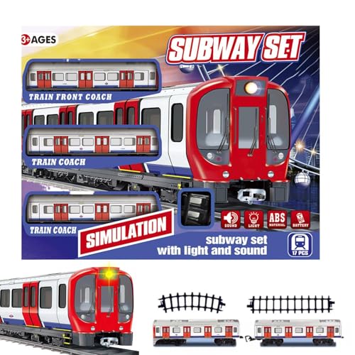 電動トレイン ? レトロ地下鉄プレイセット 教育用列車おもちゃ | 光と音のある電動列車セット 子供4〜10歳向け 学習用クリエイティブ鉄道プレイトラック