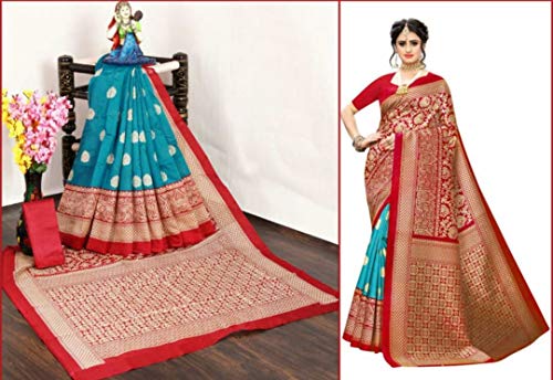 Image of Sidhidata Women's Printed Art Silk Saree With Blouse Piece (Free Size)