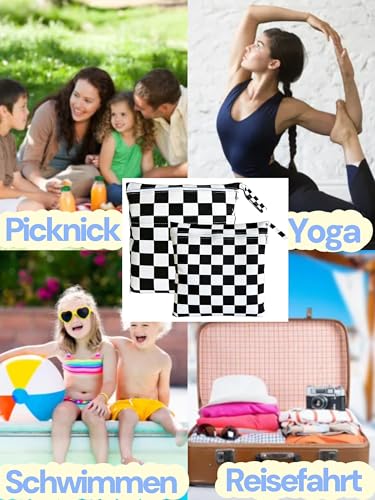 TRASUN Wet Bag Kindergarten Nasstasche Windel Taschen Schwimmsachen Nassbeutel Nasse und Trocken Wickeltasche (Schwarzweiß, 2er-Pack) – Ansicht 6