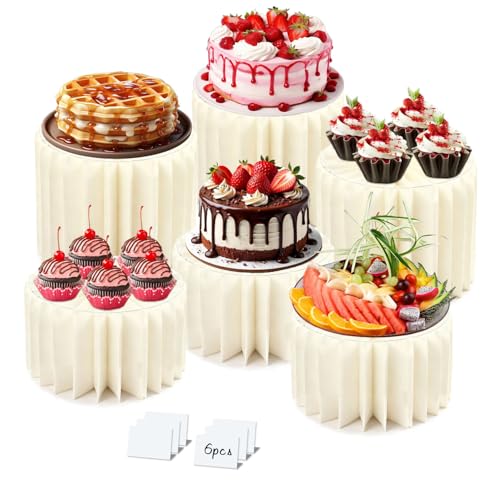 JIAOHENANZE 6 Pcs Foldable Buffet Risers ，Table Cylinder Display Stand Foldable...