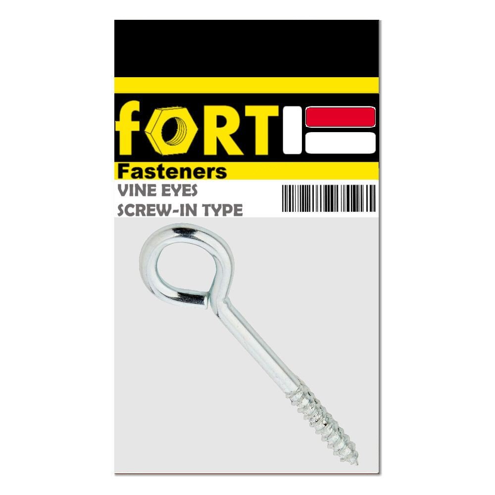 Fort Fasteners Steel Vine Eyes 100mm x 7.2mm (4 Inch) Bzp Heavy Duty Pack of 20