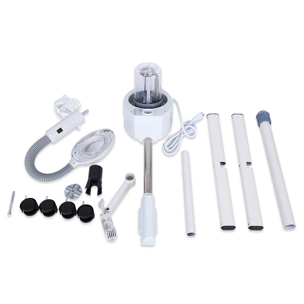 Vaporizador facial, LED 5 x con ampliación, máquina de pie 2 en 1, vaporizador facial, multifunción, spa profesional, humidificador de belleza facial, herramienta de cuidado de la piel