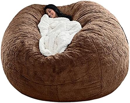 HUAOSCN Oversized Bean Bag Chair Cover,Living Room Furniture Soft Washable Micro-Fiber Adult Beanbag Chair Outside Cover, Lazy Sofa Bed Cover PV Velvet Bean Bag Cover (Cover only) (Brown,208x86cm)