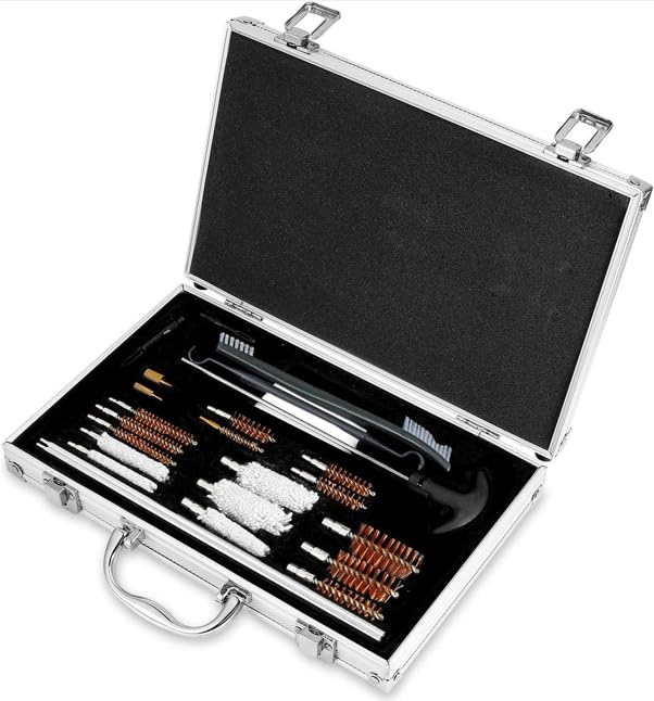 Kit de Limpeza Profissional de 28 peças para Armas Maleta Todos Calibres Armamento, Design Portátil