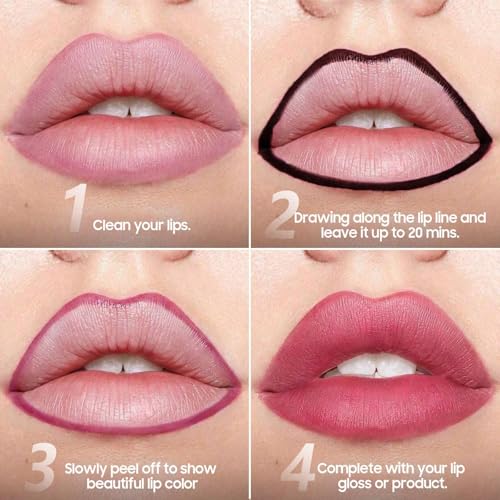 Image of Lip Liner Stain Peel off - Waterproof & Long Lasting Peel Lip Stain Non-Stick Cup, Enhancing Complexion & Nourishing for All Skin Types, Create A Natural Lip Color (Nude)