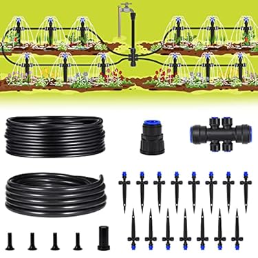 AMAZON - HIRALIY 59FT Garden Watering System, Drip Irrigation Kits for Plants, New Quick Connector, Blank Distribution Tubing, Saving Water Automatic Irrigation Equipment for Patio Lawn