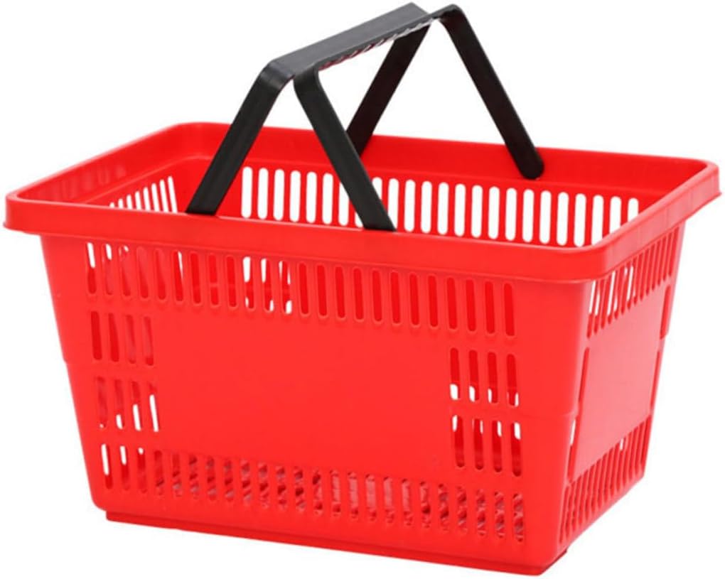MAGICLULU 1Pc Portable Plastic Shopping Basket Sturdy and Grocery Storage Container for Supermarket Vegetables and Toiletries Classic with Strong Bearing Capacity