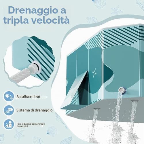 Piscina pieghevole, in plastica rigida, rettangolare, per adulti e famiglia, perfetta per divertirsi all'aperto in giardino