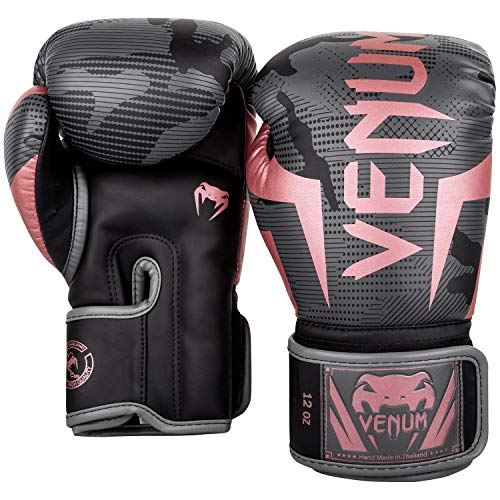 Venum Elite Boxing Gloves - Black/Pink Gold - 16 Oz #TOP1