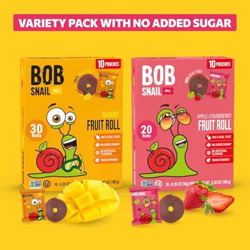 Bob Snail Exotic Mix Fruit Roll Ups – Healthy Sweets, Real Dried Fruits Snacks, No Added Sugar, Vegan, Nut Free, Candy for Adults and Kids – Flavour 50 pcs, 500g (Mango & Strawberry) - Image 7