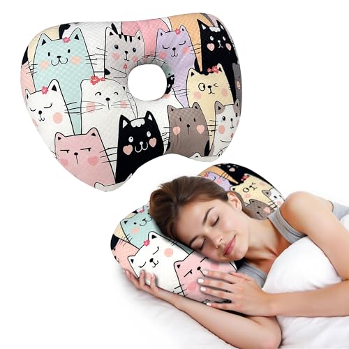 wxmbdzq Ear Piercing Pillow with Ear Hole for Side Sleeper Relief Ear Pain,Cotton and Polyester Ear...
