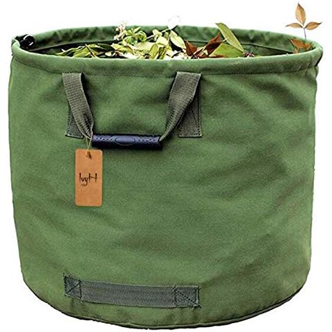 125L Garden Waste Bags Heavy Duty with Handles,Green Leaf Bag with Military Canvas Fabric (H45.7 cm, D55.8 cm) Cover