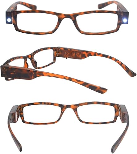 Miniatura 3 de Lectores LED brillantes con luces, lupa iluminada, lector nocturno, lentes compactos de marco completo, visión clara, unisex, visión clara, lentes