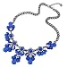 Vintage Resin Flower Bubble Bib Statement Pendant Necklace Choker Collar Jewellery (Gem Blue2)