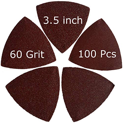 XXGO 100 Pcs 60 Grits 90mm Triangular Sanding Pads for Wood Sanding Fit 3.5 Inch Oscillating Multi Tool Sanding Pads XG902060U - Image 4