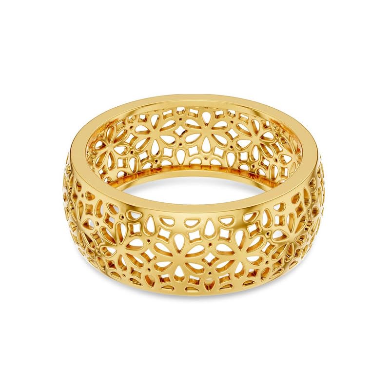 Image of Kisna Diamond & Gold Jewellery 18KT (750) Yellow Gold For Women|Real Gold Band|Gold Band Women|Stylish & Simple Daily Wear Gold Band|Gift for Her, Birthday, Anniversary|Fiorra Gold Band S18
