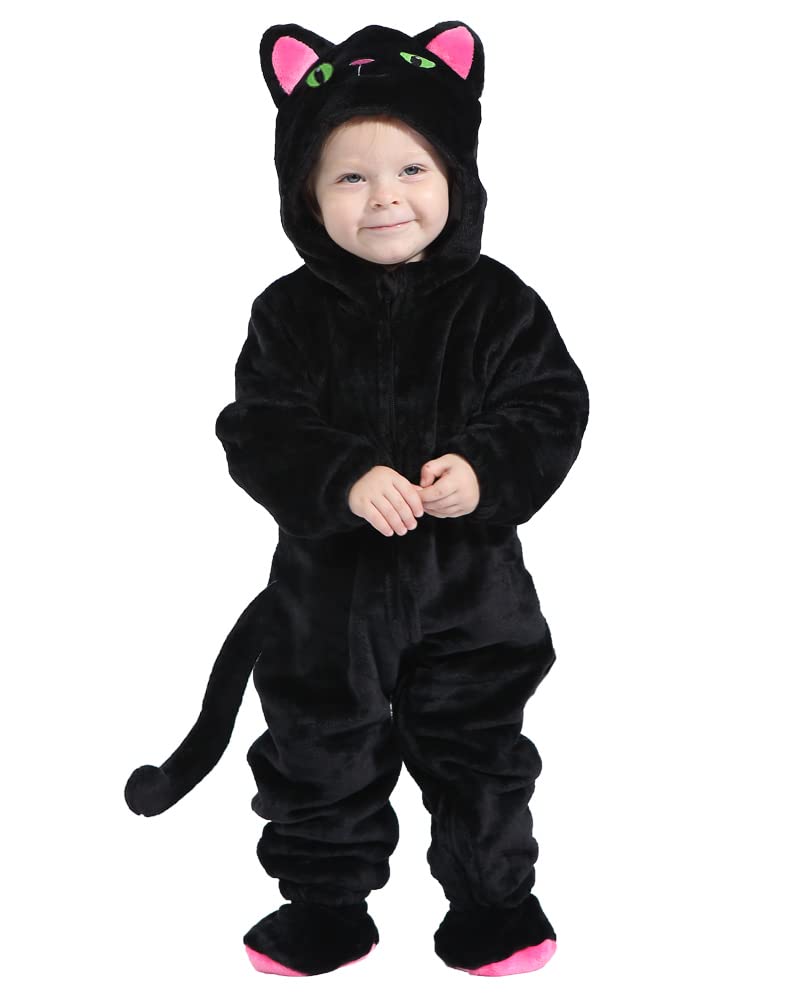 HSCTEK Baby Cat Onesie Costume, Unisex Infant Baby and Toddler Hooded Bodysuit with Footwear 0-4T