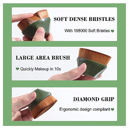 Image of BS-MALL Foundation Brush with 3 Makeup Sponges Foundation Application Set Concealer Blush Bronzer (C-Green)