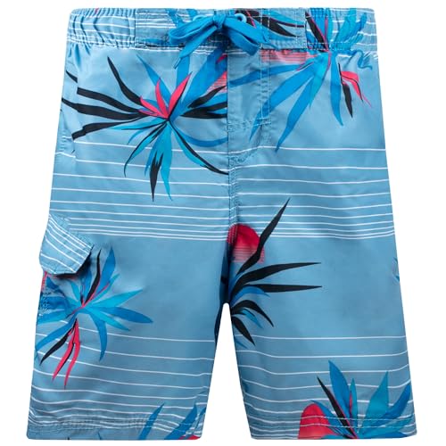 Image of Kanu Surf Boys' Victor Stripe Quick Dry Beach Board Shorts Swim Trunk