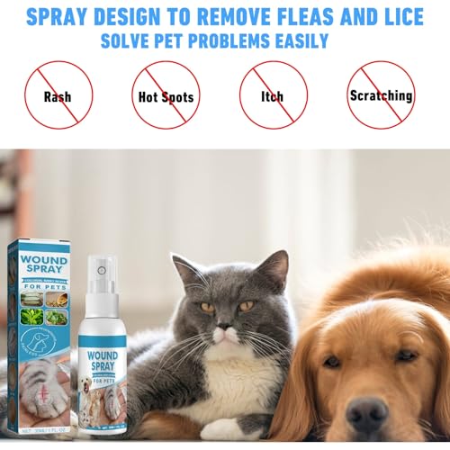 Cutiolly Haustier Wundspray,Wundpflege für Hunde Katzen,Pet Wound Spray,Wundheilungsspray,Katzen-Wundpflege,Haustier Reinigungsspray,für Wunden und Schürfwunden,Juckreiz,Linderung von Hunden,30ml