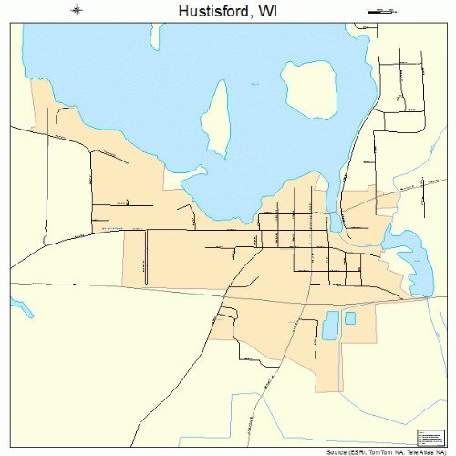 Large Street & Road Map of Hustisford, Wisconsin WI Printed poster size wall atlas of your