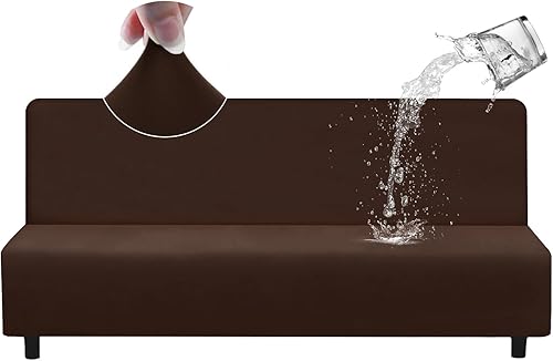 HDCAXKJ Funda 100% impermeable para futón de tamaño matrimonial, lavable, elástica, sin brazos, funda de colchón para futón individual, protector de