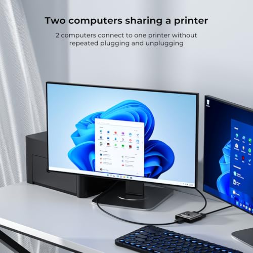 Image of USB 2.0 Switch 2 in 1 Out / 1 in 2 Out Bi-Directional,USB Switcher 2 Computers Share Printer Keyboard Mouse Scanner,Printer Splitter for 2 Computers Compatible with Mac /Win /Linux (USB2.0)