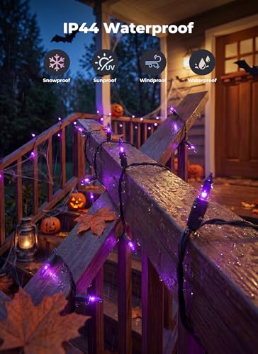 Image of Minetom Halloween String Lights Outdoor 100 Count 20 Feet Incandescent Bulb Mini Lights for Christmas Indoor Garland Party Festival Decoration, Purple