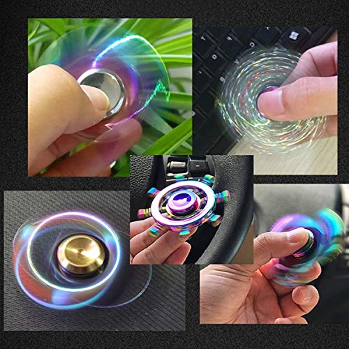 Image of 5 Pack Metal Fidget Spinners Pack Stress Relief Toys for Kids Adults, Rainbow Finger Hand Spinner Bulk Set Sensory Desk Toy, Cool Gadget Christmas Stocking Filler Stuffer Birthday Gifts Party Favor