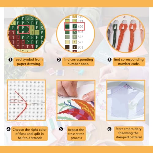Image of FREEBLOSS 11CT Stamped Cross Stitch Kit for Adults Beginners with Instructions Chicken and Flower Pattern Cross Stitch Kit Embroidery Wall Art Decoration No Frame 17x17in /45x45cm