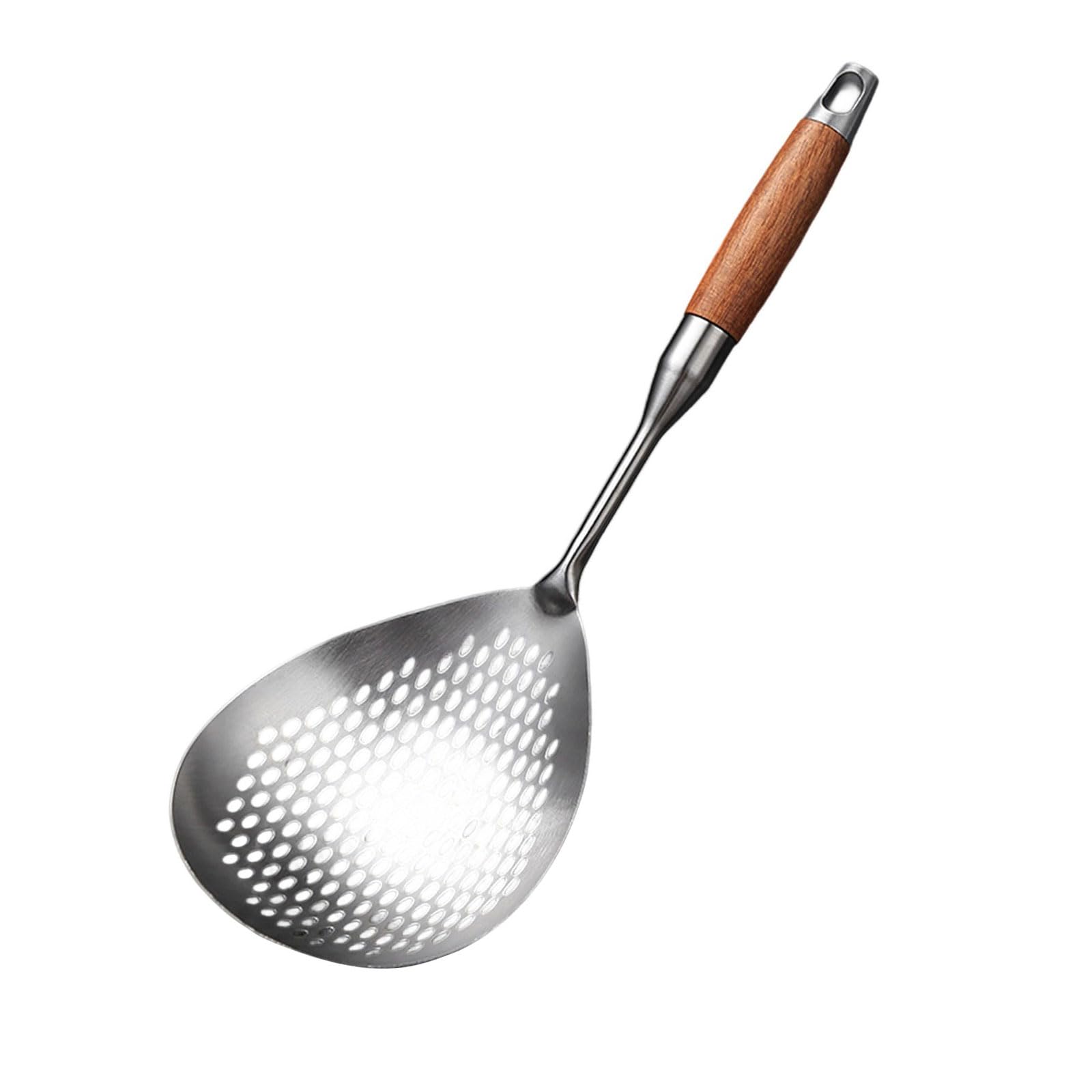 TFAOYS Large Stainless Steel Strainer Ladle for Cooking and Draining Handle Slotted Spoon Kitchen Accessories Strainer Ladle