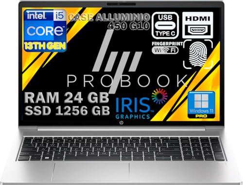 HP Probook 450 G10 Notebook, Silber, RAM 24 GB, SSD 1256 GB (256 GB + 1 TB), FullHD-Display 15,6 Zoll, Intel i5-1334U 10 Core mit 4,6 GHz, Fingerprint, Win11 Pro, Open OFFICE, Maus bereit – Bild 3