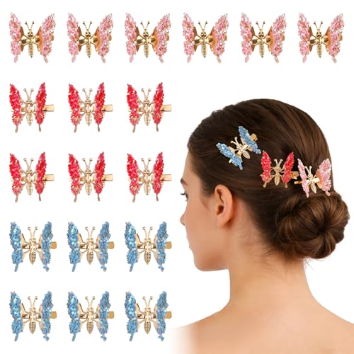 Pinzas para cabello mariposa metálicas doradas 12 pzas