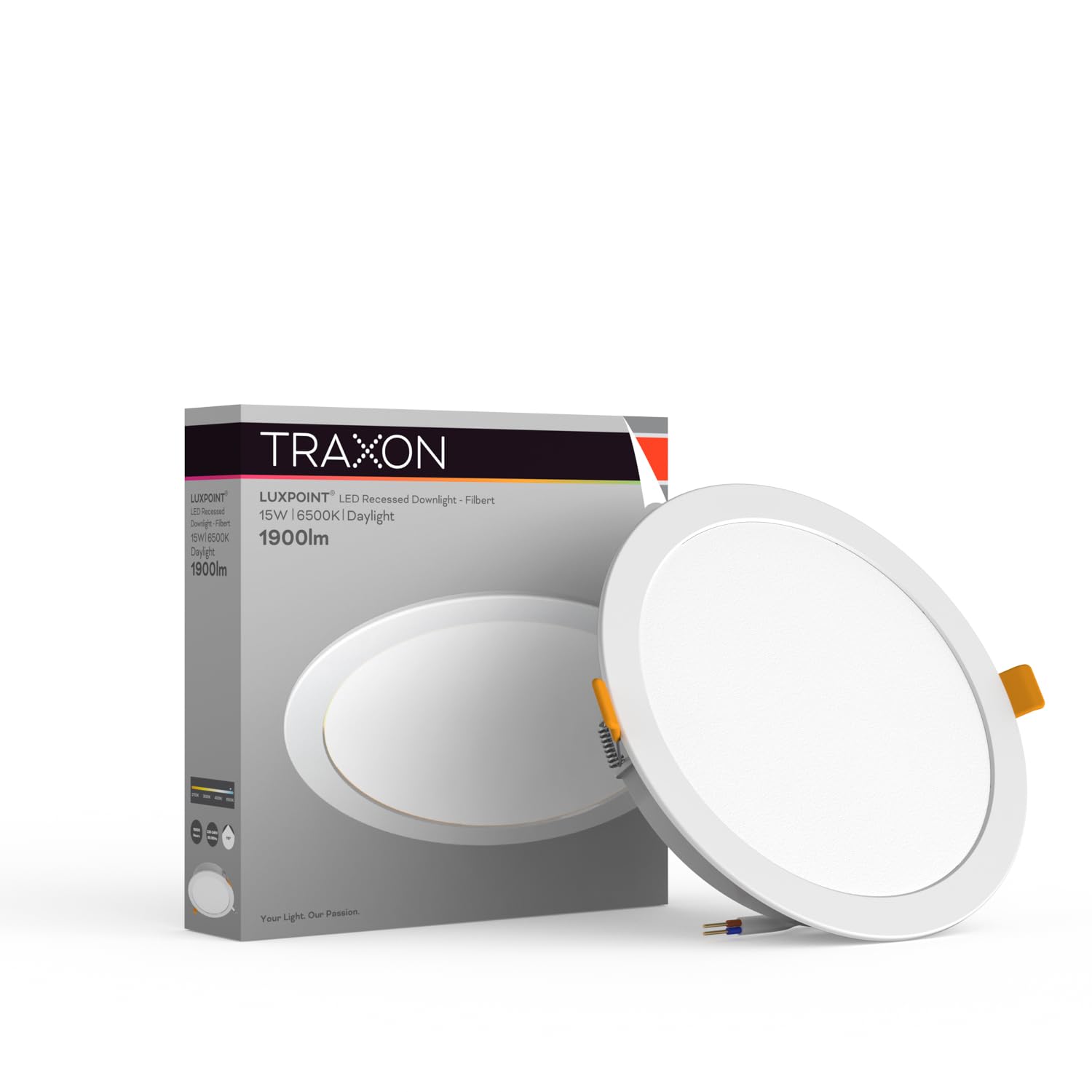 TRAXON LUXPOINT® Placa downlight LED - Filbert Circular 15W Luz Neutra 4000K 1500Lm PS techo Empotrable Driver integrado, Corte techo Ø145-150mm IP20 interior (Luz Neutra 4000K, Pack 2 und 15W)