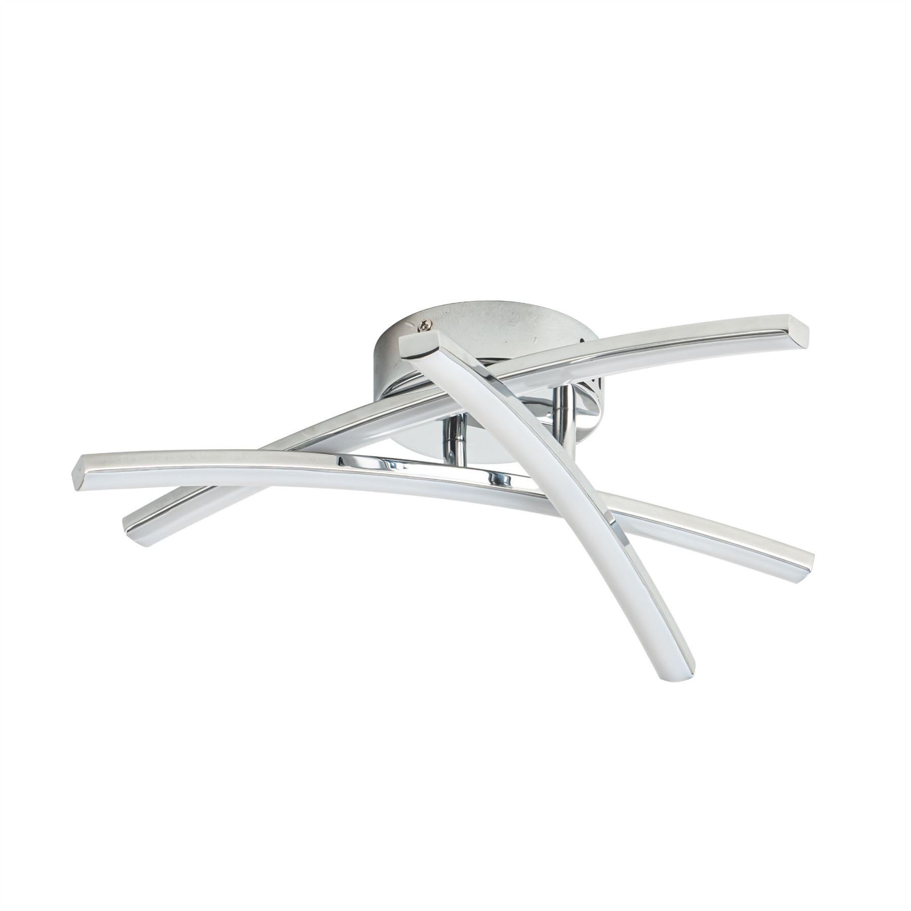 Firstchoicelighting Chrome & White Modern Integrated Led Ceiling Light Fitting Chrome Flush Style Low Energy