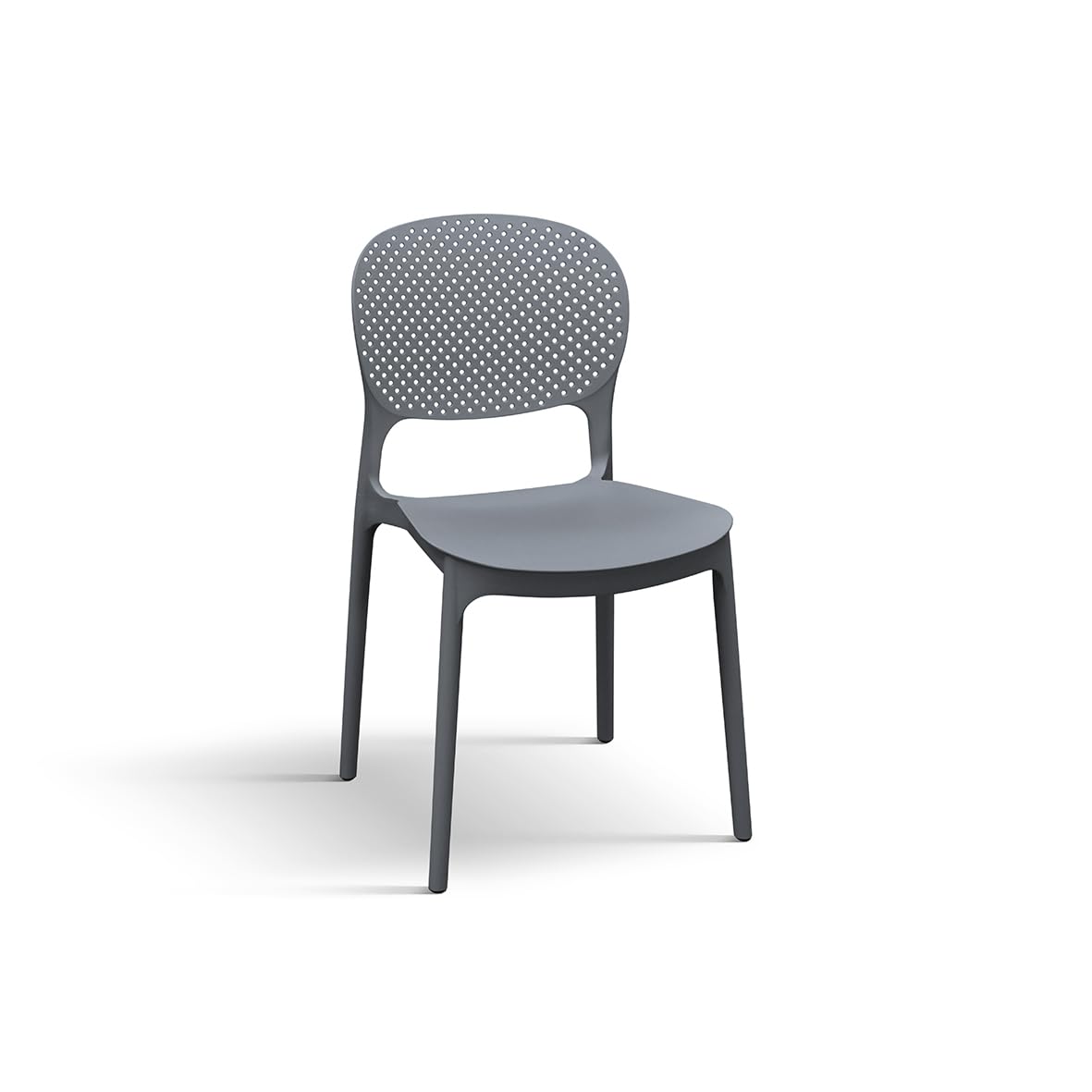 PAZZO DESIGN Silla Anita, Juego de 4 sillas, gris, sillas de polipropileno, sillas de cocina, silla de comedor, apilables - id_2057