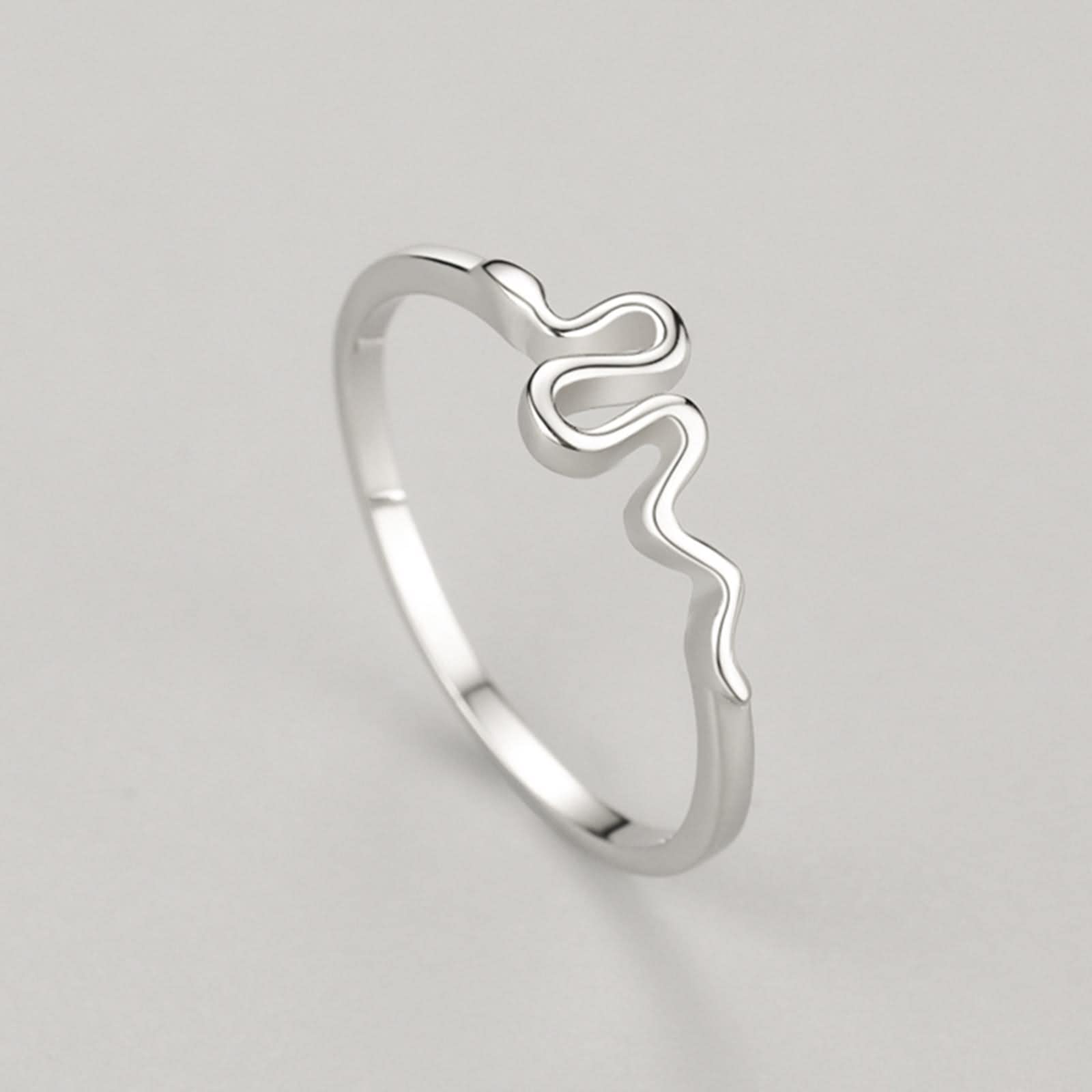 Anelli in argento da donna, anello di fidanzamento a serpente Pt950 e oro bianco, regalo unico per amiche e donne