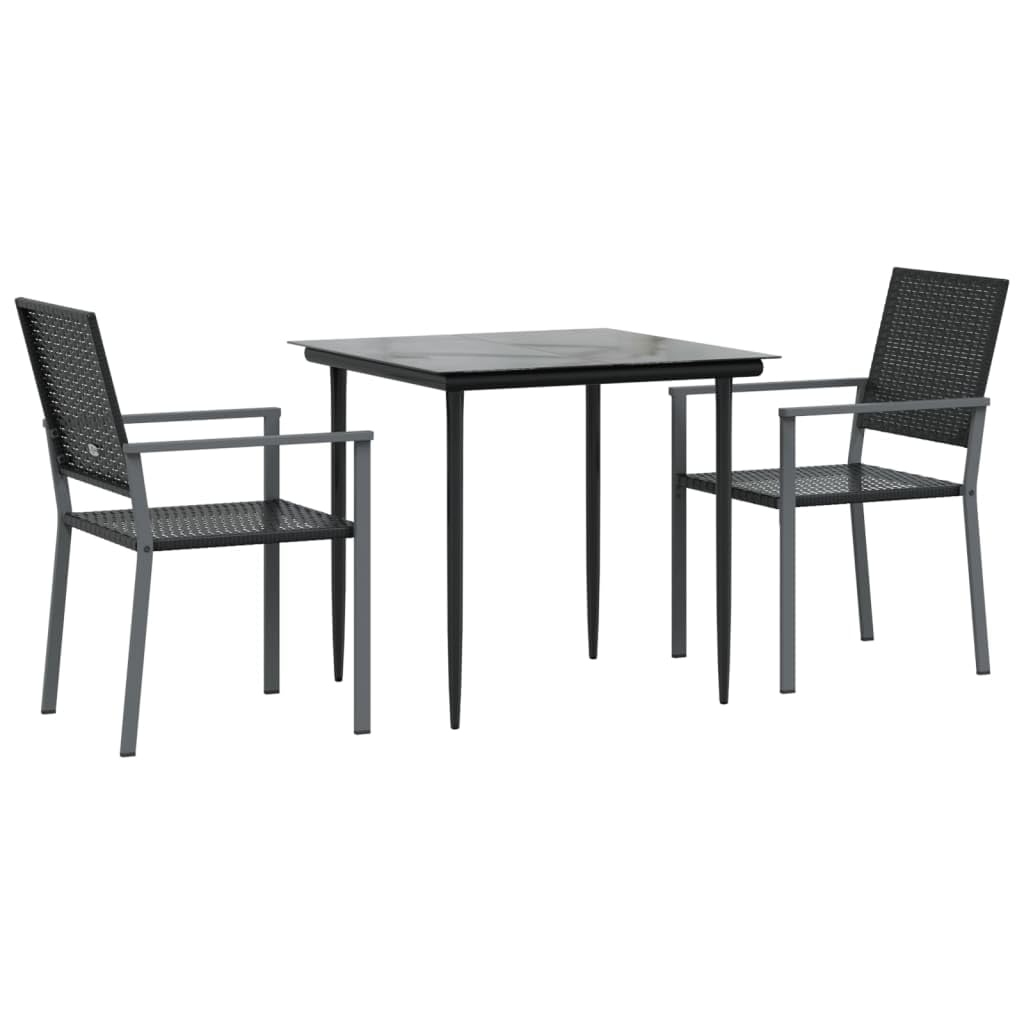 Juego de Comedor para jardín 3 Piezas Mesa Jardin Exterior con sillas Mueble Comedor Muebles Jardin Exterior ratán sintético y Acero - 3187003