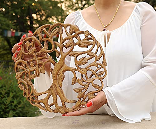 DharmaObjects Handcrafted Wooden Celtic Tree Of Life Wall Decor Hanging Art (Brown)
