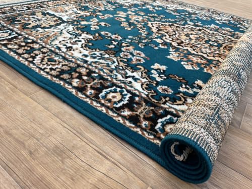 Image of TTC THREAD & TEXTURE CARPET Traditional Comfort: Power-Loomed Carpets for Living Room- Every Space Area Rug Color Blue Size 6x8 Feet (180x235cm)