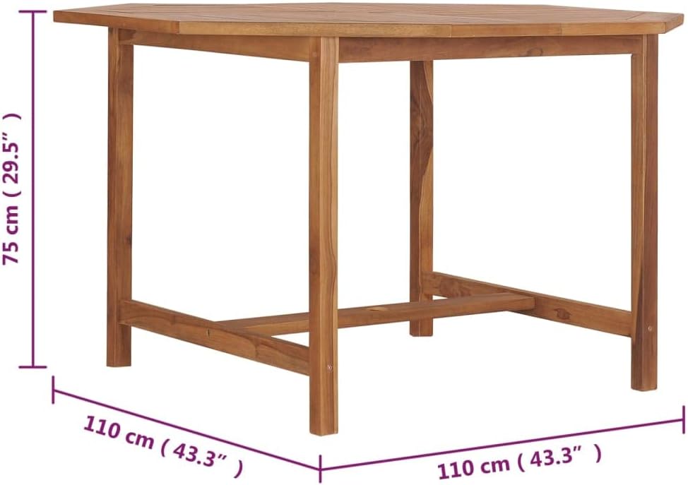 Patio Dining Table,Outdoor Coffee Table,Patio Bistro Table,Features 4 Direction Slats Design,Weather-Resistant,Suitable for Both Indoor and Outdoor use, 43.3"x43.3"x29.5" Solid Wood Teak