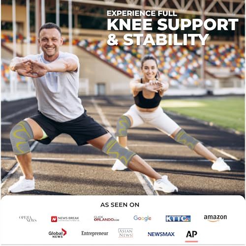 Image of Modvel Compression Knee Brace for Women & Men - 2 Pack Knee Brace for Women Running Knee Pain, Knee Support Compression Sleeve, Workout Sports Knee Braces for Meniscus Tear ACL & Arthritis Pain Relief