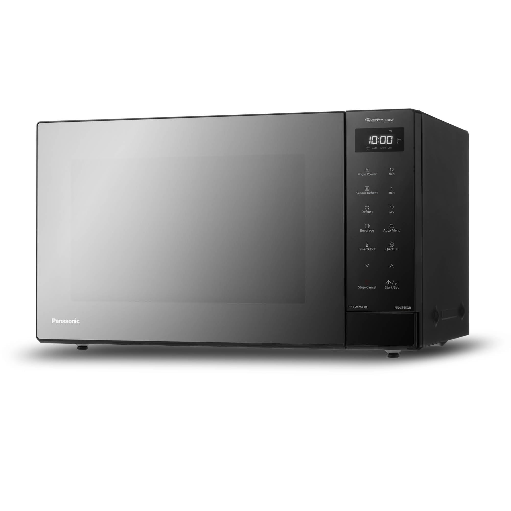 Panasonic NN-ST65QBEPG Micro-Ondes Solo Inverter 32L, 1000W Puissance, Technologie Genius Sensor, 20 Programmes Auto, Fonction Quick 30, Commande Tactile, Grand Plateau Tournant, Noir