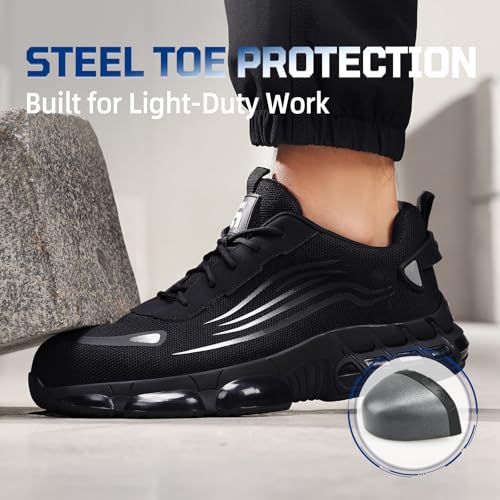 Image of Steel Toe Work Shoes for Men Lightweight Safety Shoes with Puncture Resistant Sole Comfortable Construction Industrial Work Shoe for Warehouse