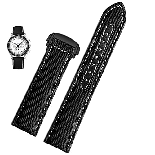Bracelet de montre en toile 20 mm compatible Omega Seamaster nylon noir