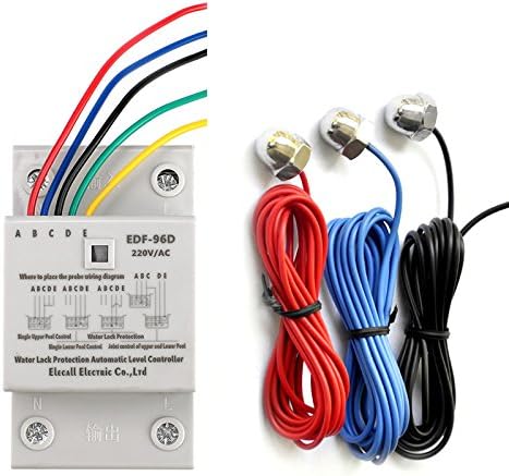 Generic ELECALL EDF-96D Din Rail Mount Float Switch Auto Water Level Controller AC220V 5A Water Pump Controller - 2M Sensor Cables