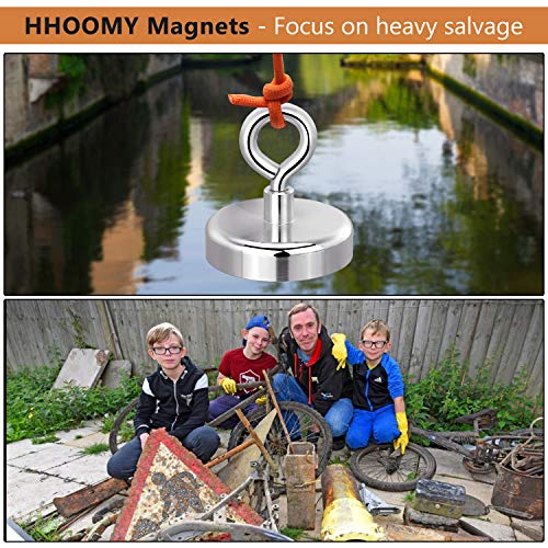 image for HHOOMY Super Strong Neodymium Fishing Magnets,330 lbs Pulling Force Ra