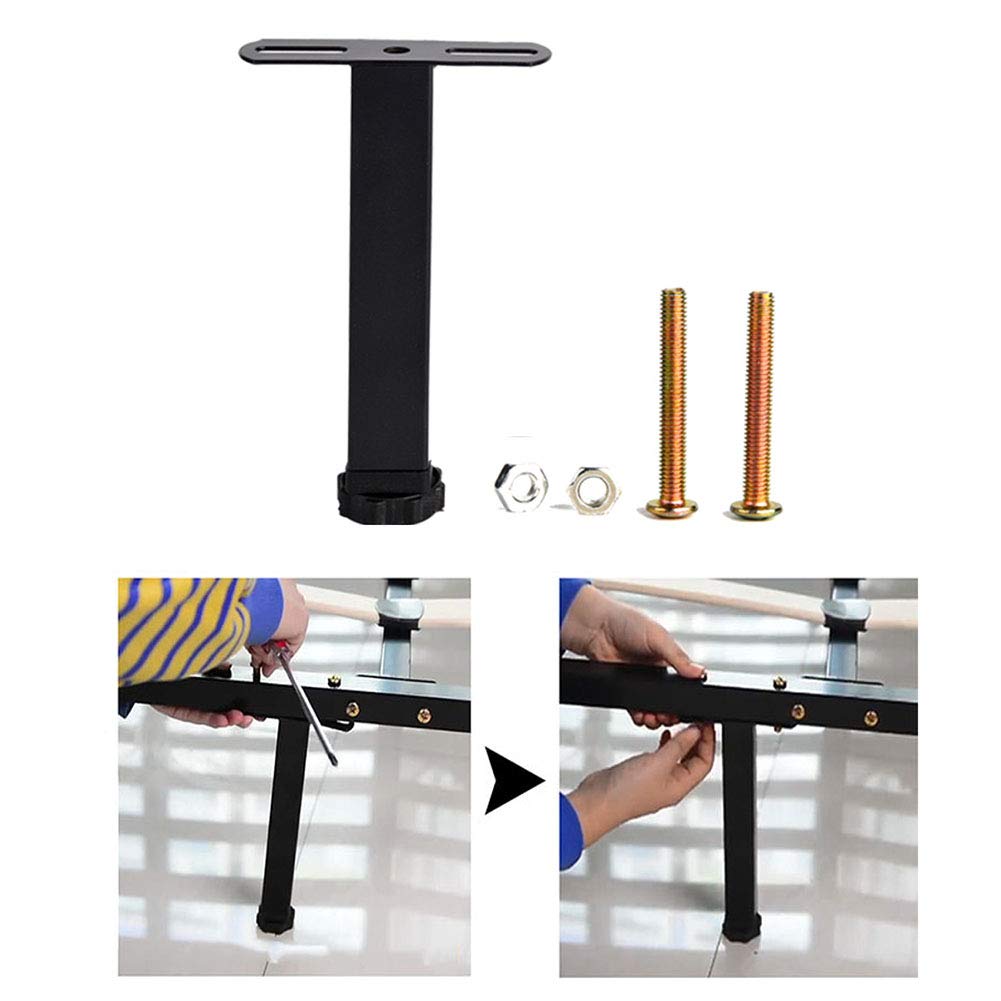 Set di 4 Piedini per divani mobili,Gambe in Metallo di Ricambio per Rete Letto, Altezza Regolabile 1-20mm, Heavy Duty, Nero